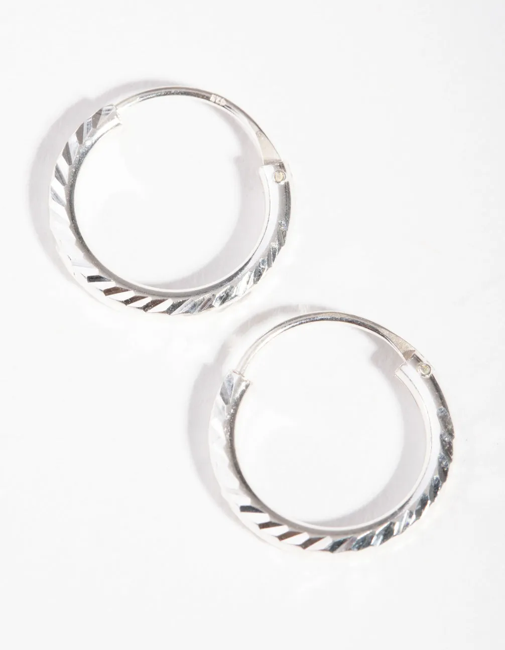 14mm Diamond Cut Hoop Earrings