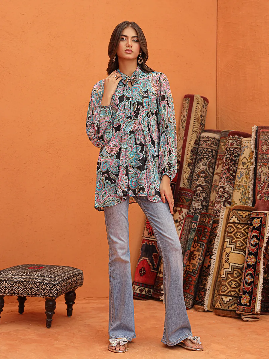 1pc - Stitched Basic Printed Chiffon Top