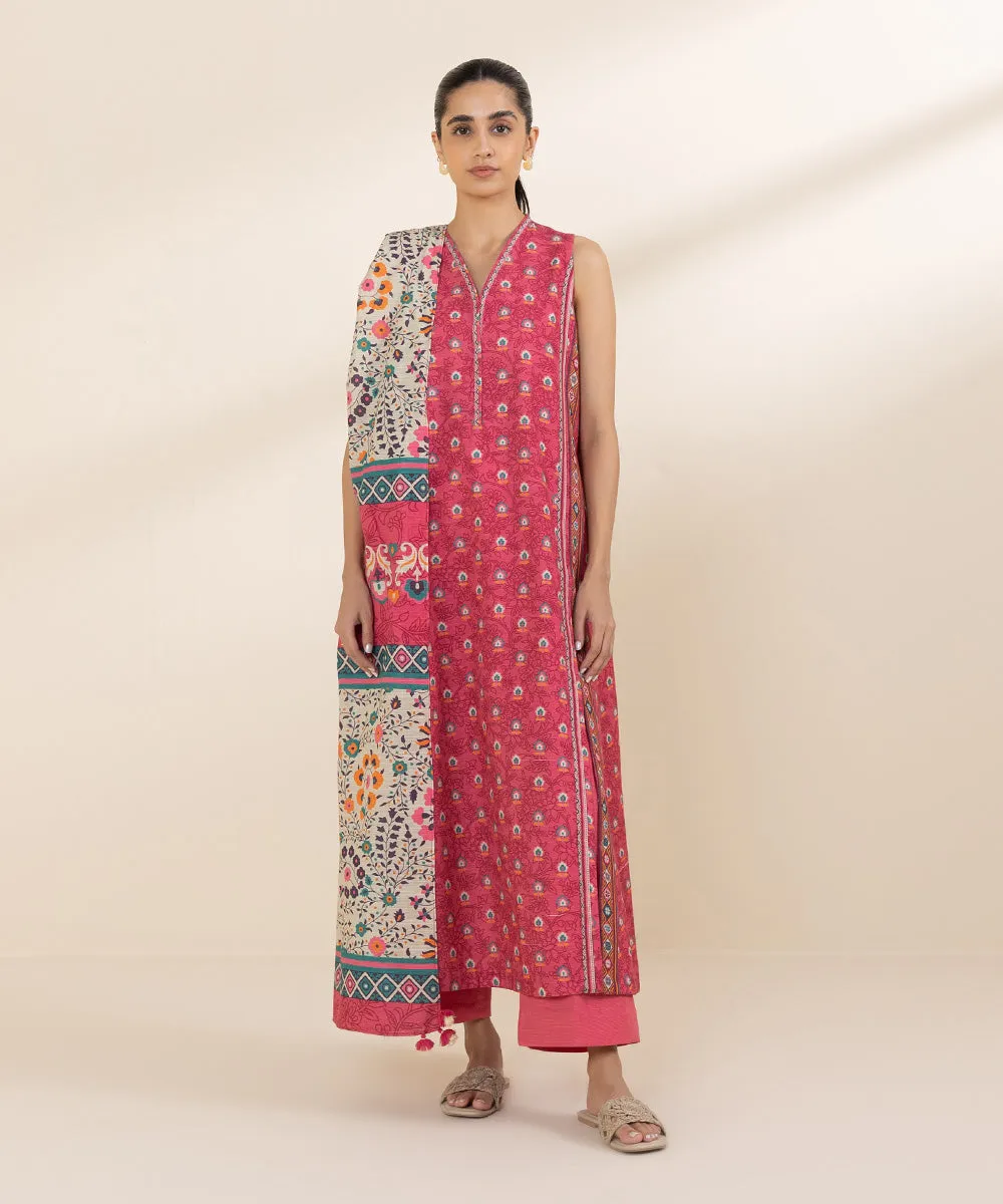 3 Piece - Printed Khaddar Suit