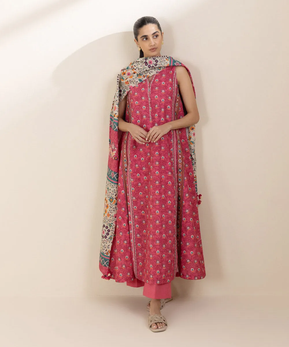 3 Piece - Printed Khaddar Suit