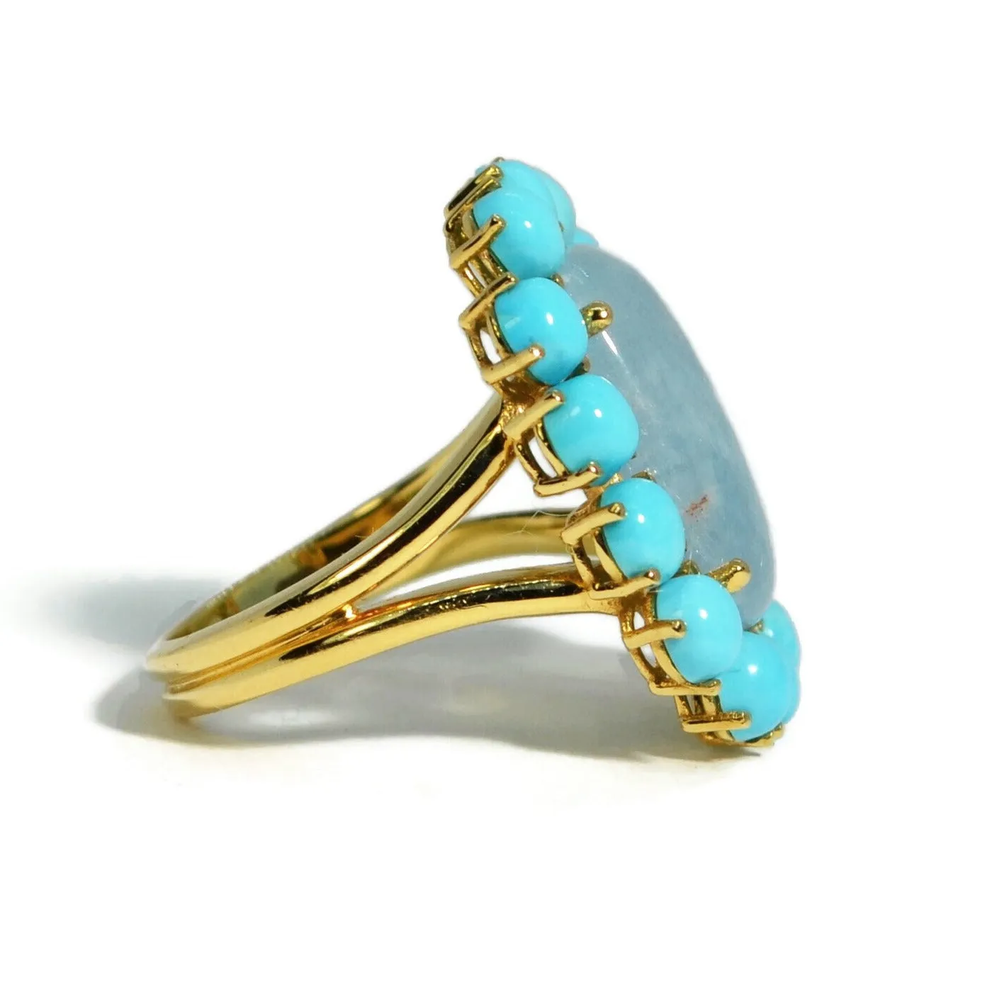 A & Furst - Sole - Ring with Milky Aquamarine and Turquoise, 18k Yellow Gold