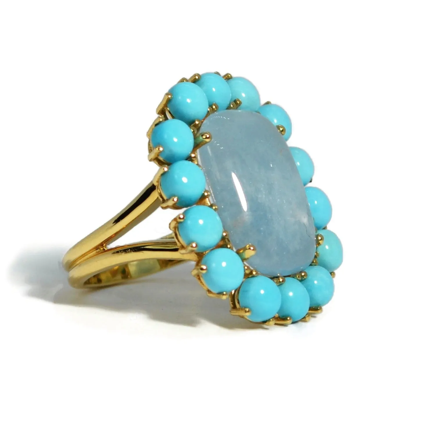 A & Furst - Sole - Ring with Milky Aquamarine and Turquoise, 18k Yellow Gold