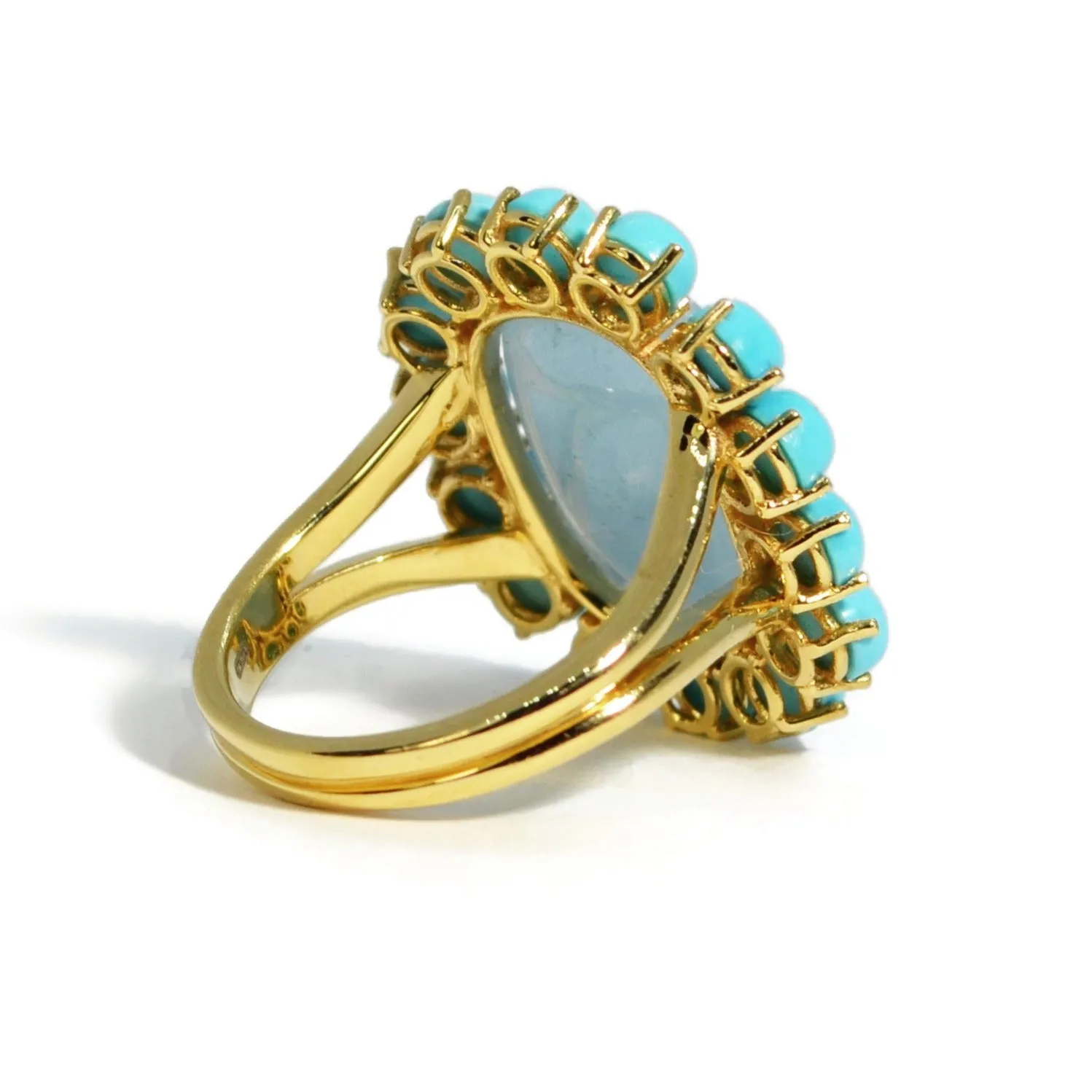 A & Furst - Sole - Ring with Milky Aquamarine and Turquoise, 18k Yellow Gold