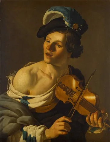 A young man playing the violin