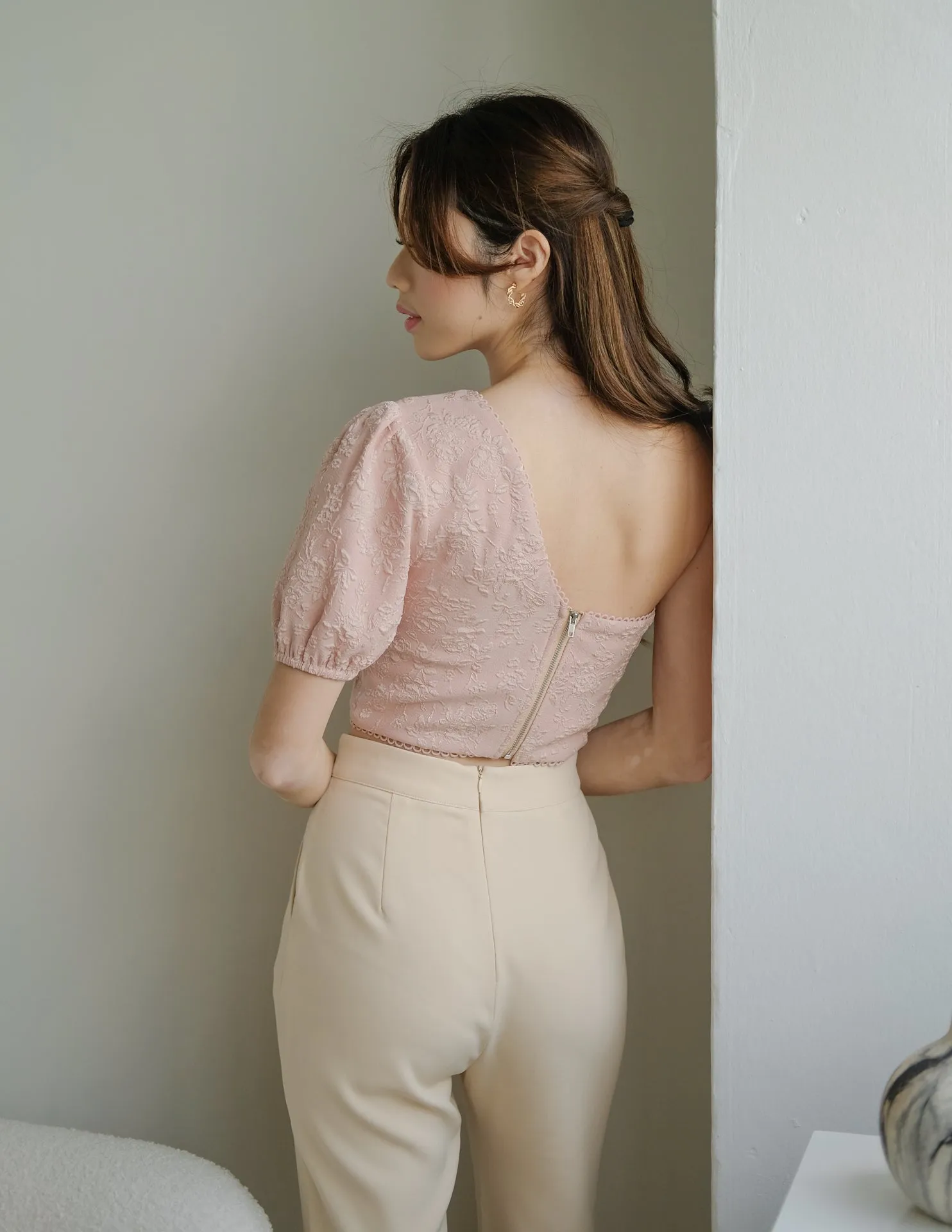 Abigail Jacquard Top in Pink