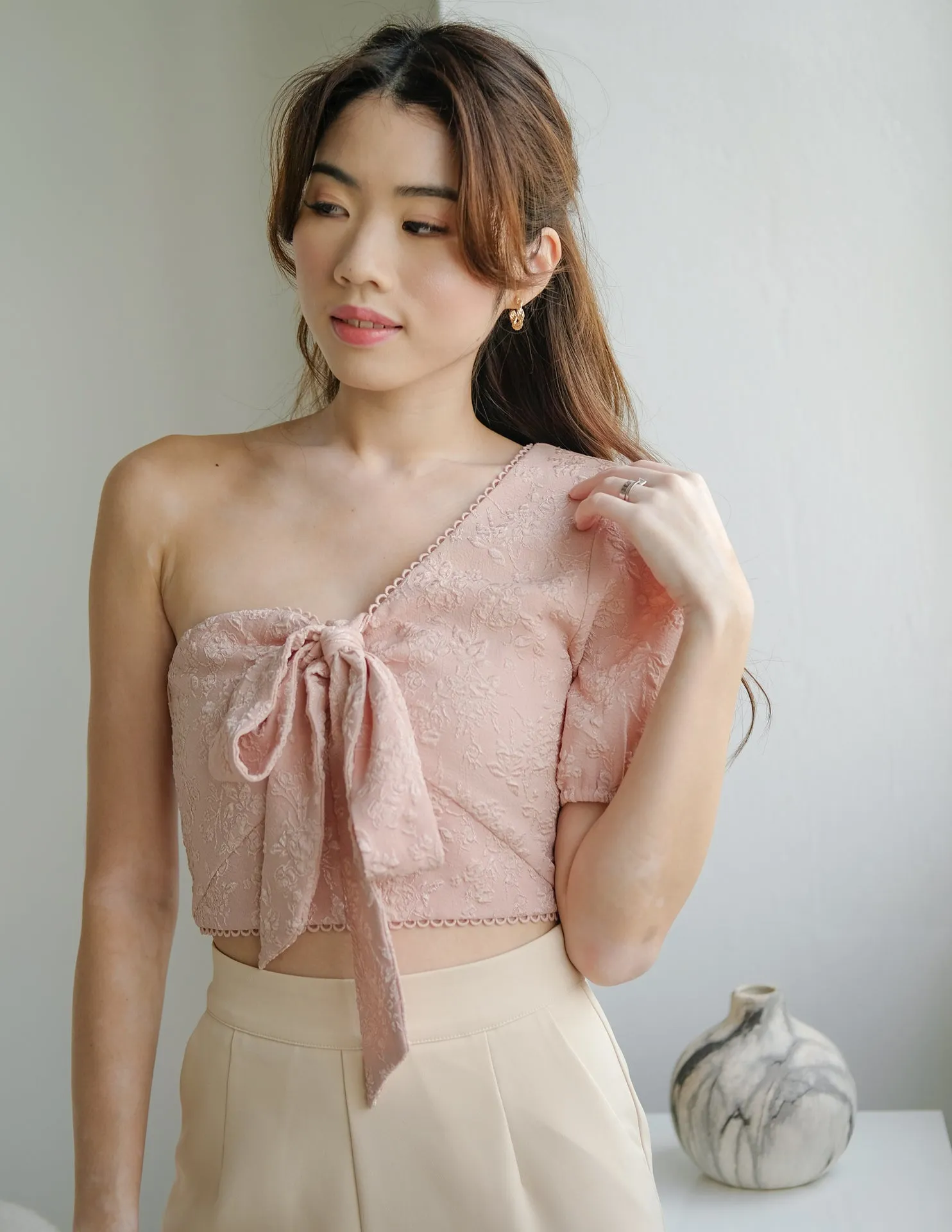 Abigail Jacquard Top in Pink