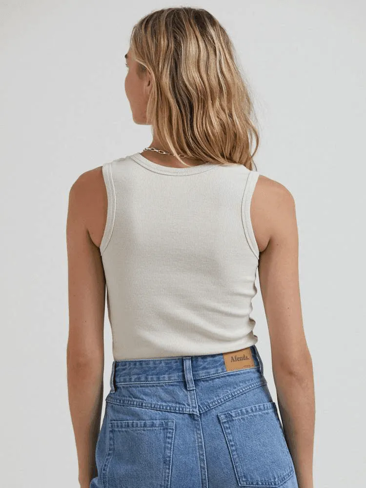 Afends Jasmin Hemp Ribbed Tank - Off White