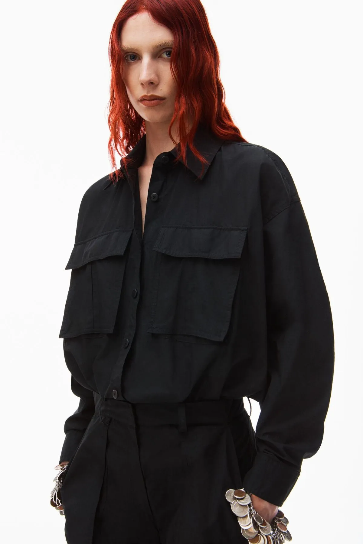 Alexander Wang Button Up Cargo Jumpsuit - Black