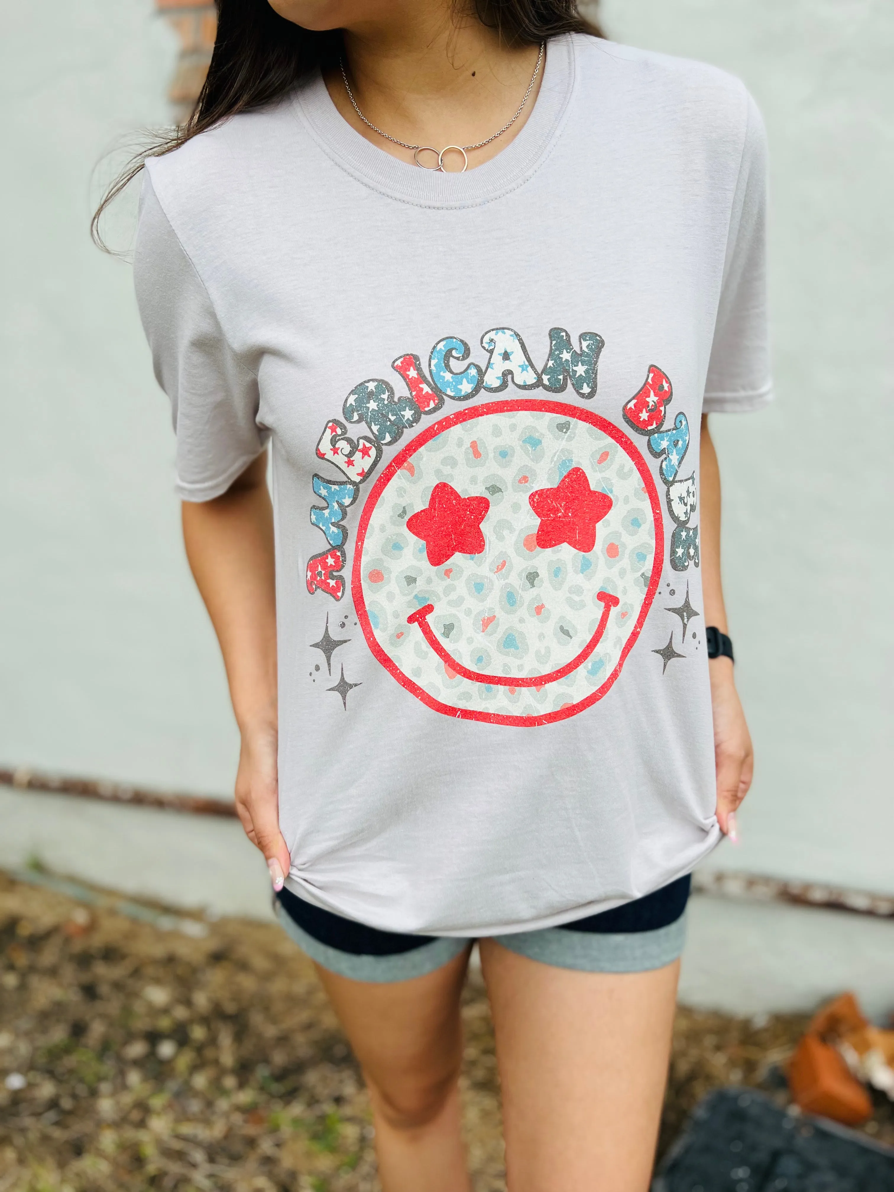 American Babe Smiley Graphic Tee