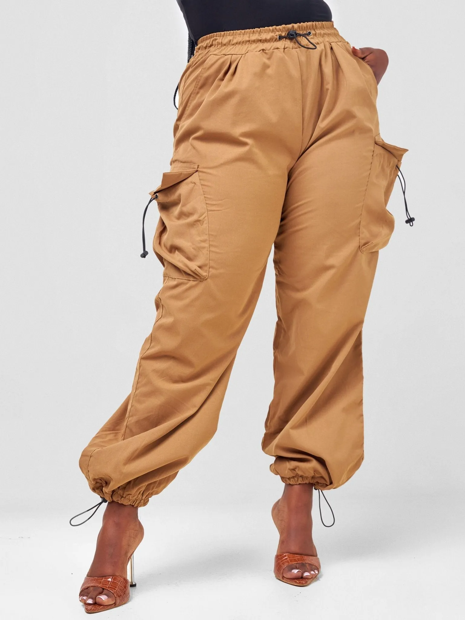 Anika Parachute Straight Leg Cuffed Cargo Pants - Brown