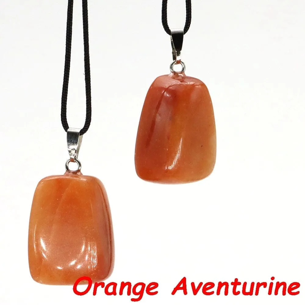 Aventurine and Other Stones Natural Crystal Irregular Tumbled Stone Reiki Rope Necklace