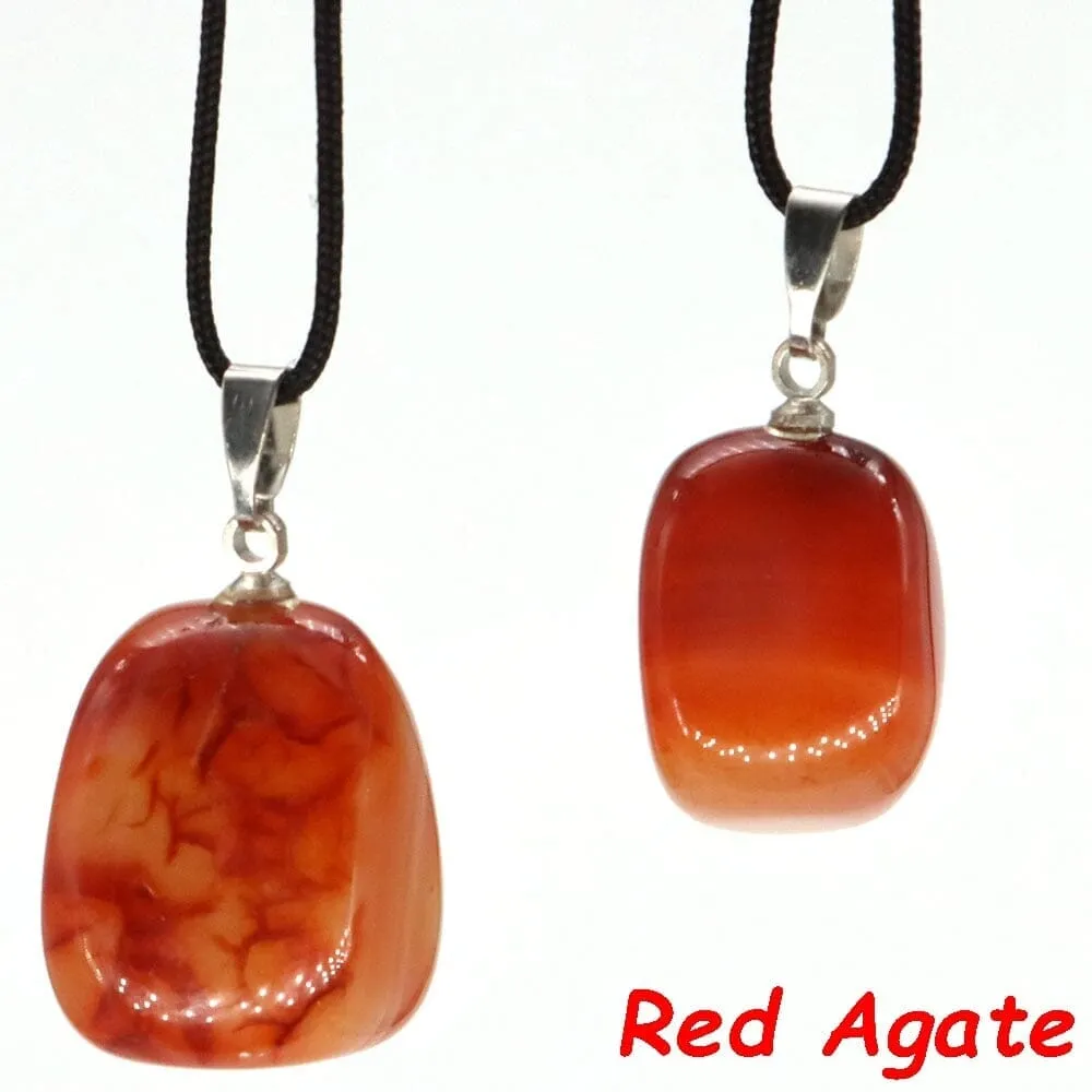 Aventurine and Other Stones Natural Crystal Irregular Tumbled Stone Reiki Rope Necklace