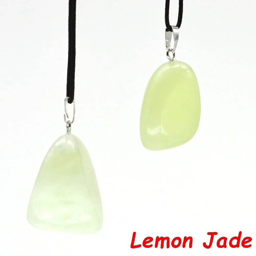 Aventurine and Other Stones Natural Crystal Irregular Tumbled Stone Reiki Rope Necklace