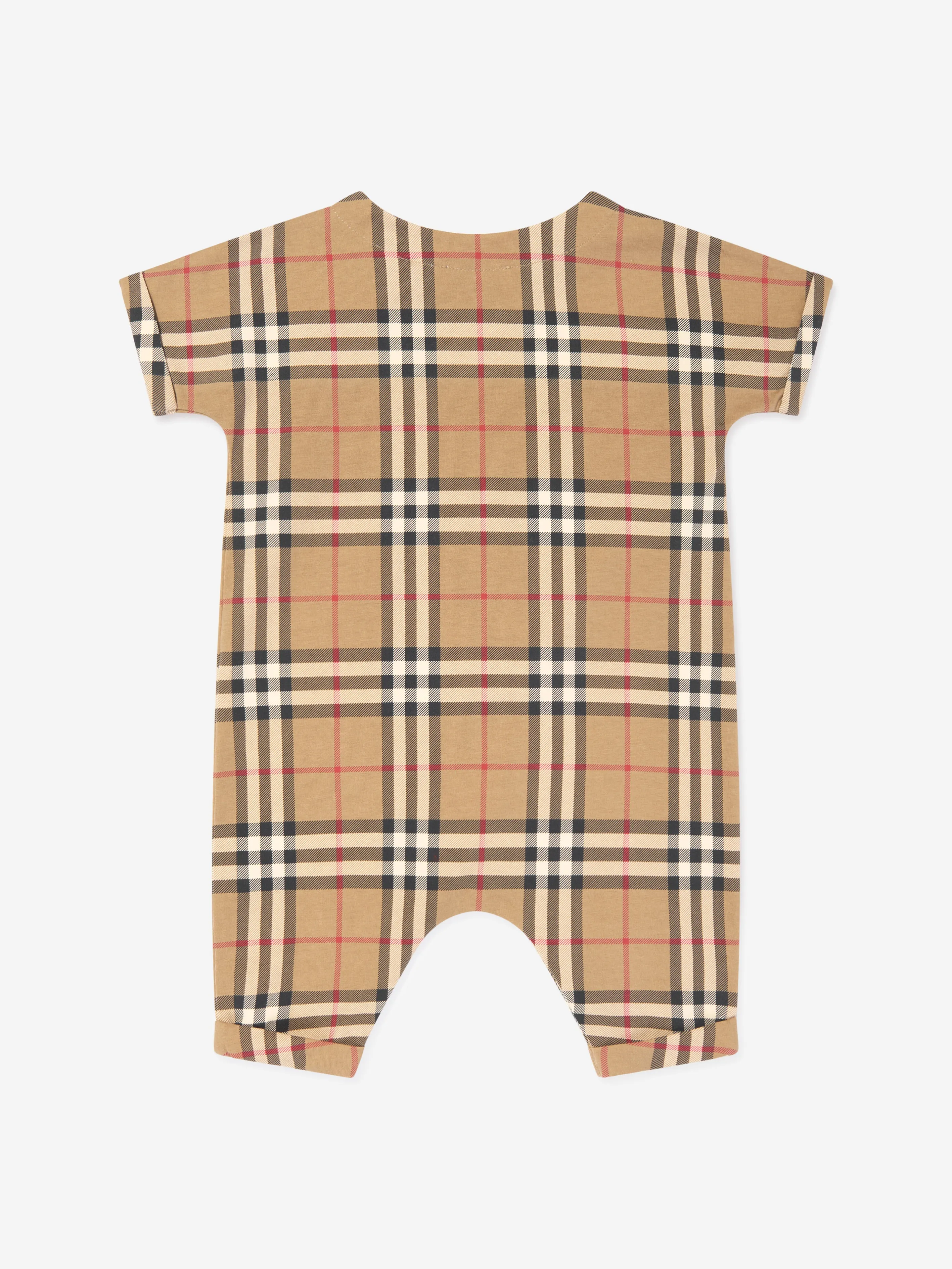 Baby Archive Check Lennox Romper in Beige