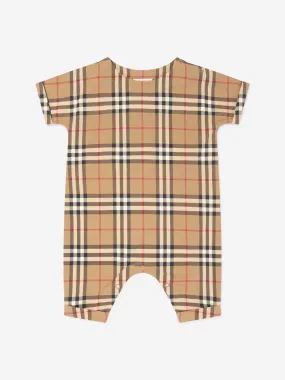 Baby Archive Check Lennox Romper in Beige