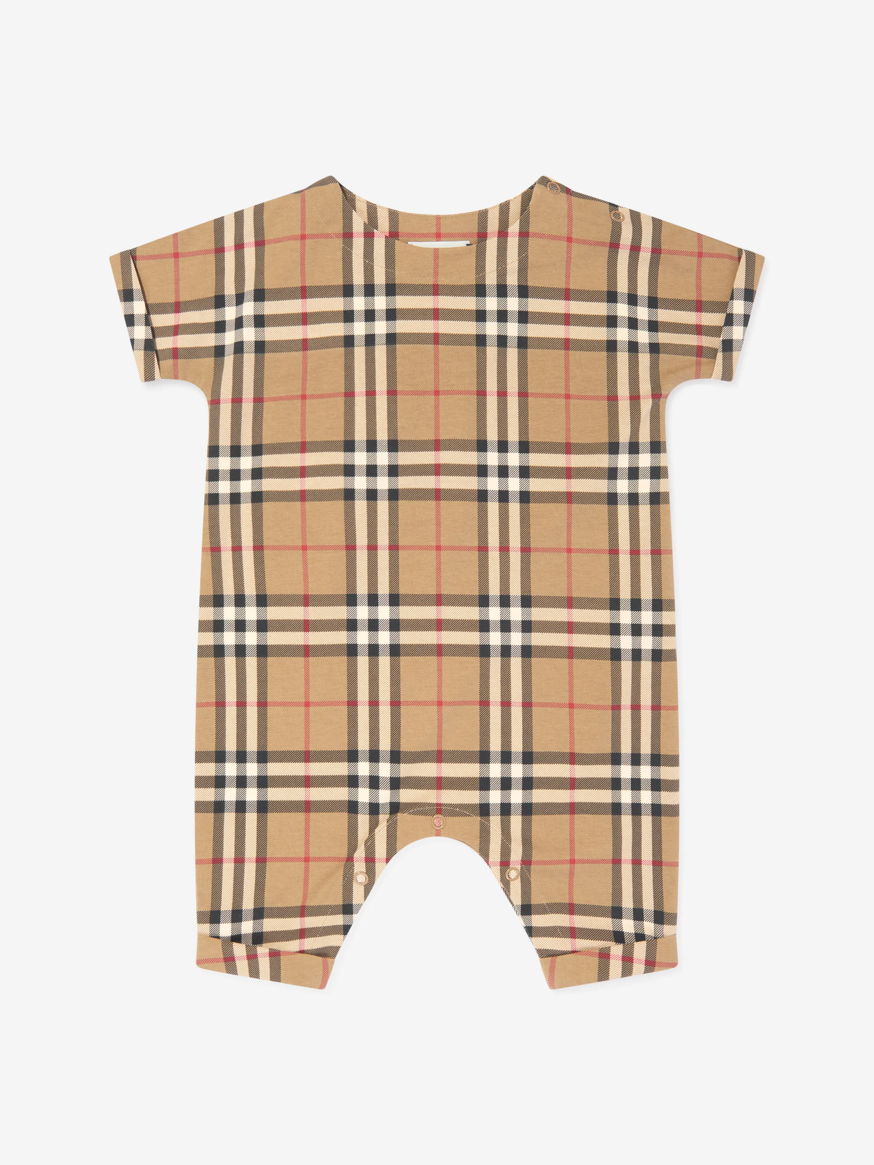 Baby Archive Check Lennox Romper in Beige