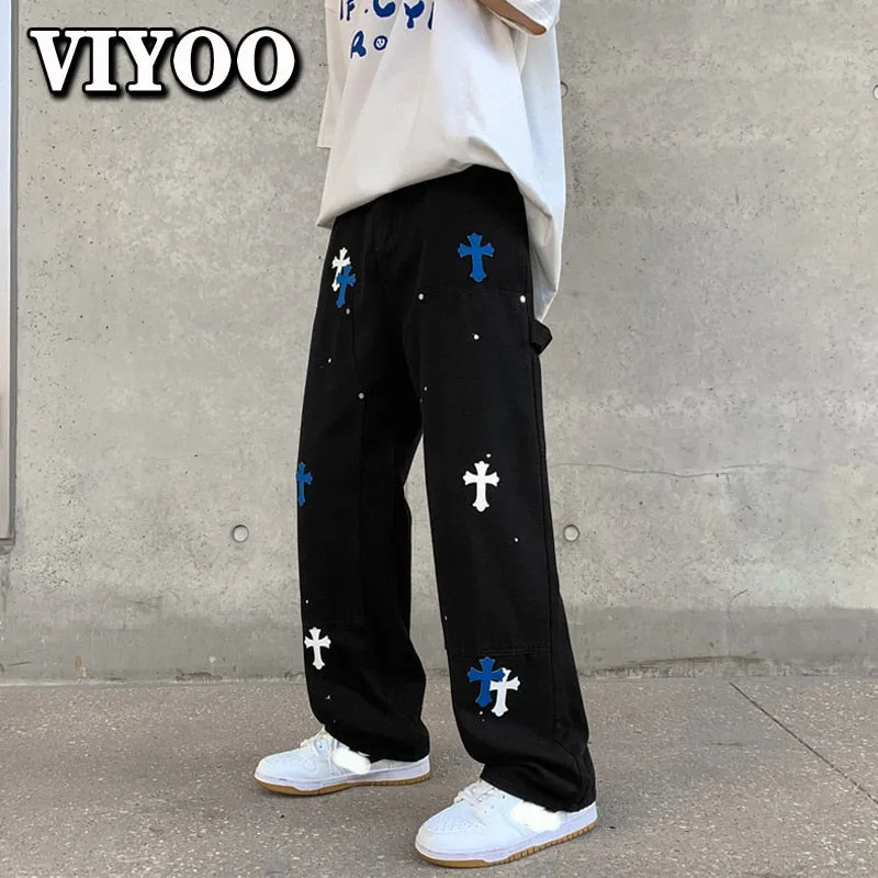 Baggy Printed Denim Pants