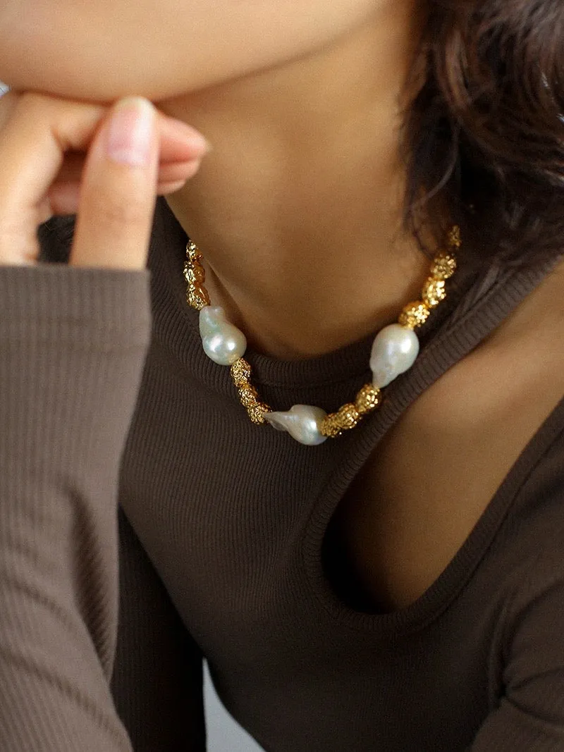 Baroque Pearl Gold Necklace I Bracelet