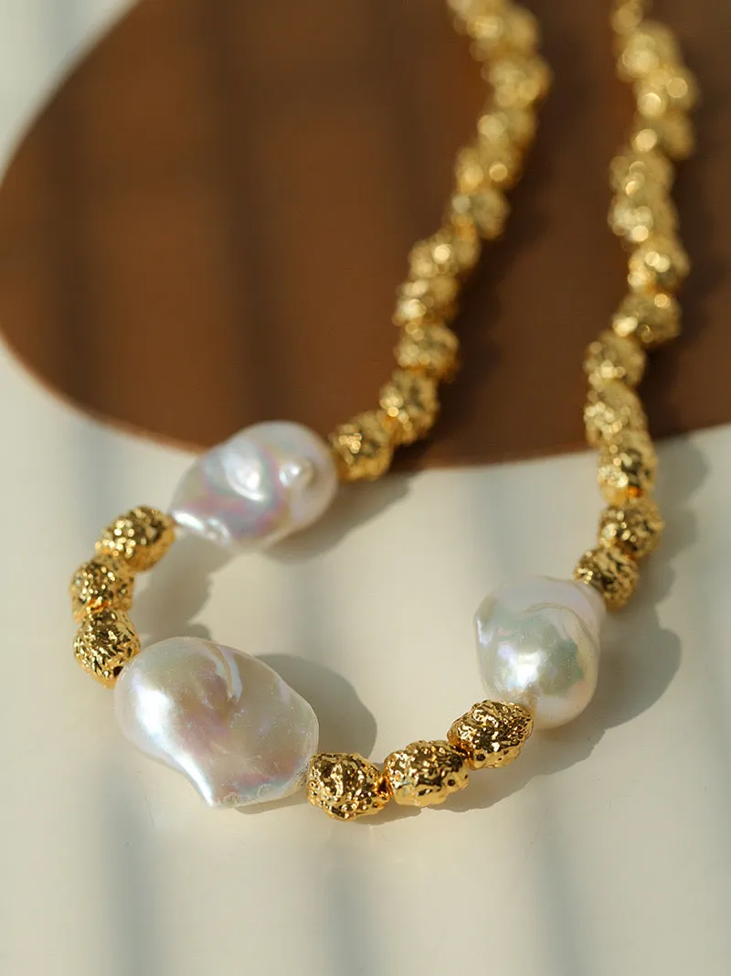 Baroque Pearl Gold Necklace I Bracelet