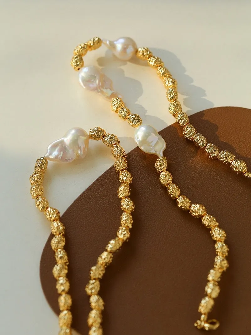 Baroque Pearl Gold Necklace I Bracelet