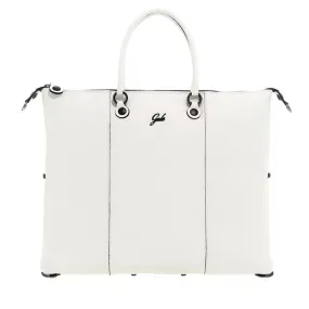 Borsa Donna a Mano con Tracolla GABS G3 PLUS in Pelle Martellata Bianco Ottico Large