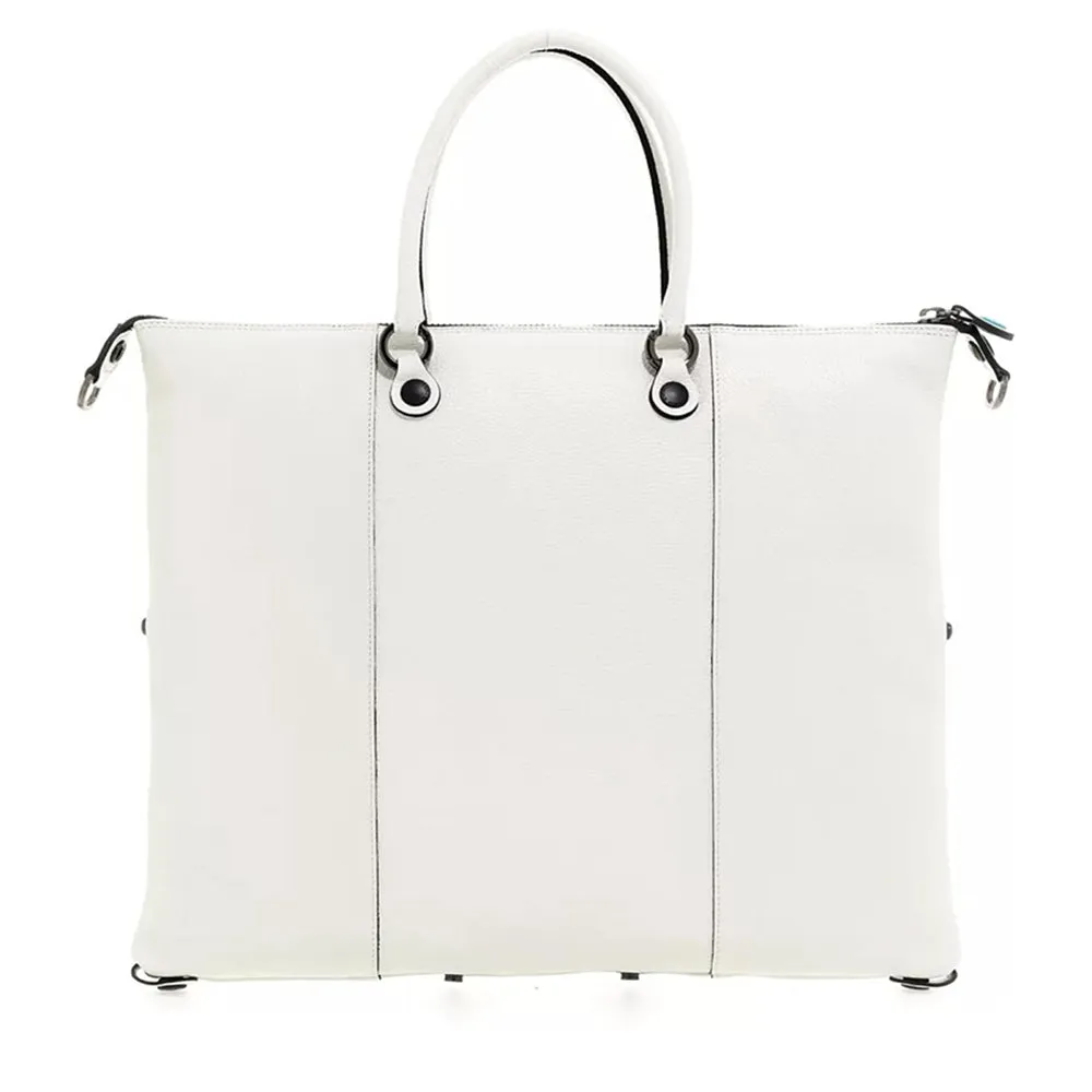 Borsa Donna a Mano con Tracolla GABS G3 PLUS in Pelle Martellata Bianco Ottico Large