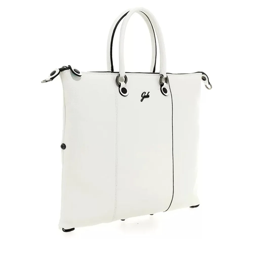 Borsa Donna a Mano con Tracolla GABS G3 PLUS in Pelle Martellata Bianco Ottico Large