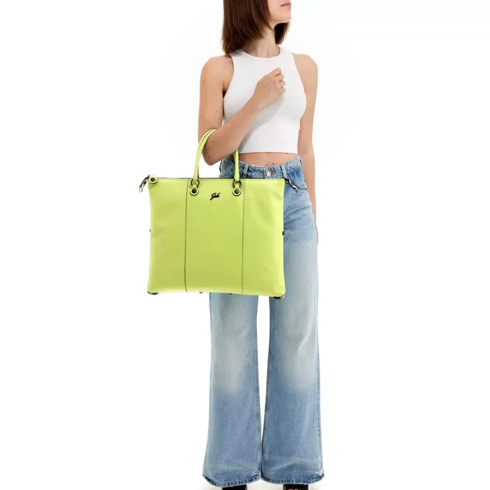 Borsa Donna a Mano con Tracolla GABS G3 PLUS in Pelle Martellata Cyber Lime Large