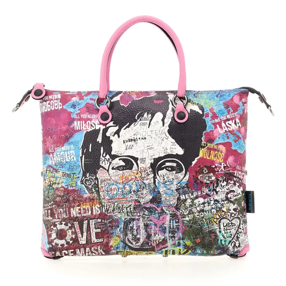 Borsa Donna a Mano con Tracolla GABS G3 PLUS Trip in Pelle Martellata stampa Murales Pop Large