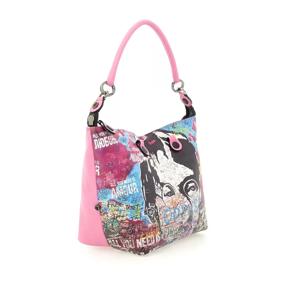 Borsa Donna a Mano con Tracolla GABS G3 PLUS Trip in Pelle Martellata stampa Murales Pop Large