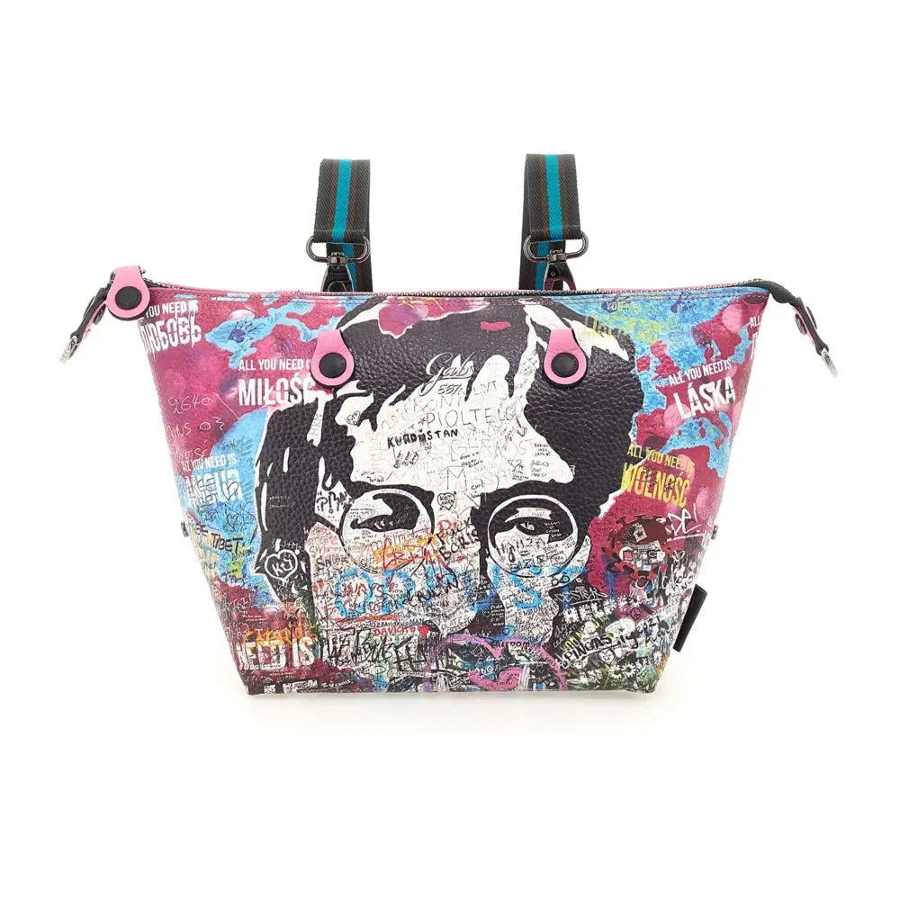 Borsa Donna a Mano con Tracolla GABS G3 PLUS Trip in Pelle Martellata stampa Murales Pop Large