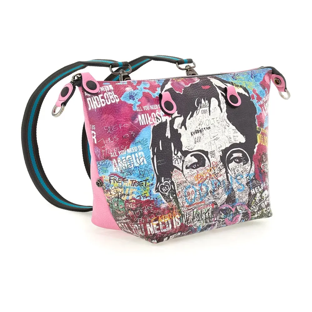 Borsa Donna a Mano con Tracolla GABS G3 PLUS Trip in Pelle Martellata stampa Murales Pop Large