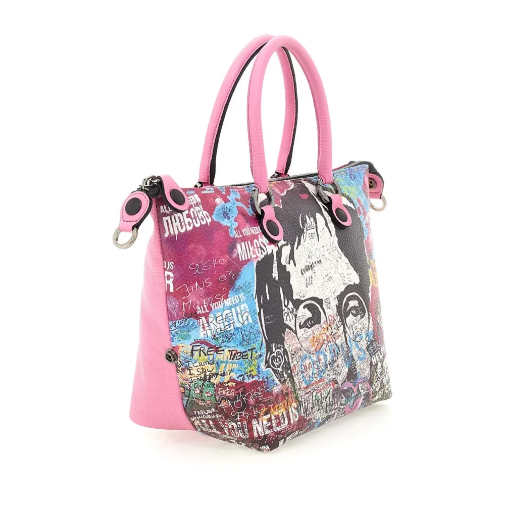 Borsa Donna a Mano con Tracolla GABS G3 PLUS Trip in Pelle Martellata stampa Murales Pop Large