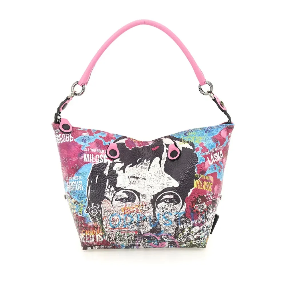 Borsa Donna a Mano con Tracolla GABS G3 PLUS Trip in Pelle Martellata stampa Murales Pop Large