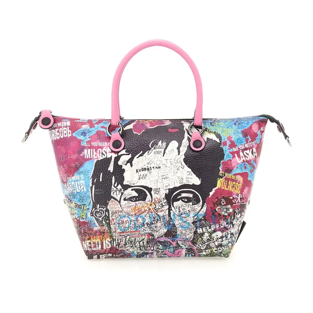 Borsa Donna a Mano con Tracolla GABS G3 PLUS Trip in Pelle Martellata stampa Murales Pop Large