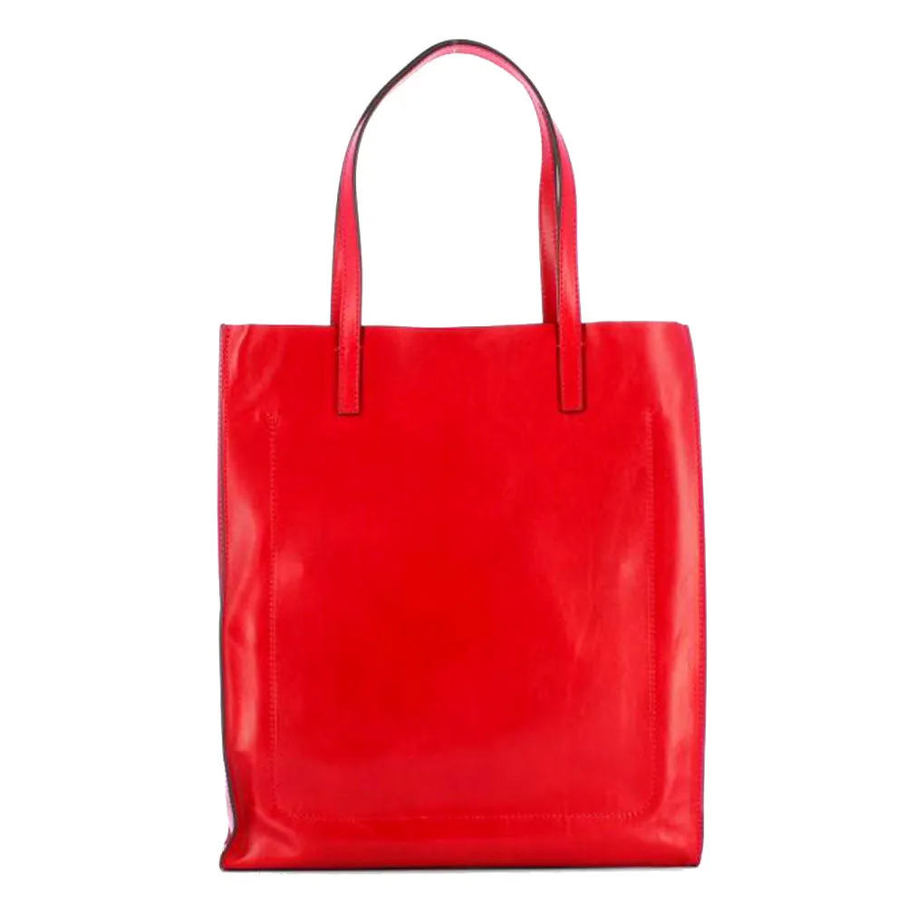 Borsa Donna Shopper Verticale THE BRIDGE in Pelle Rosso Ciliegia linea Mirra