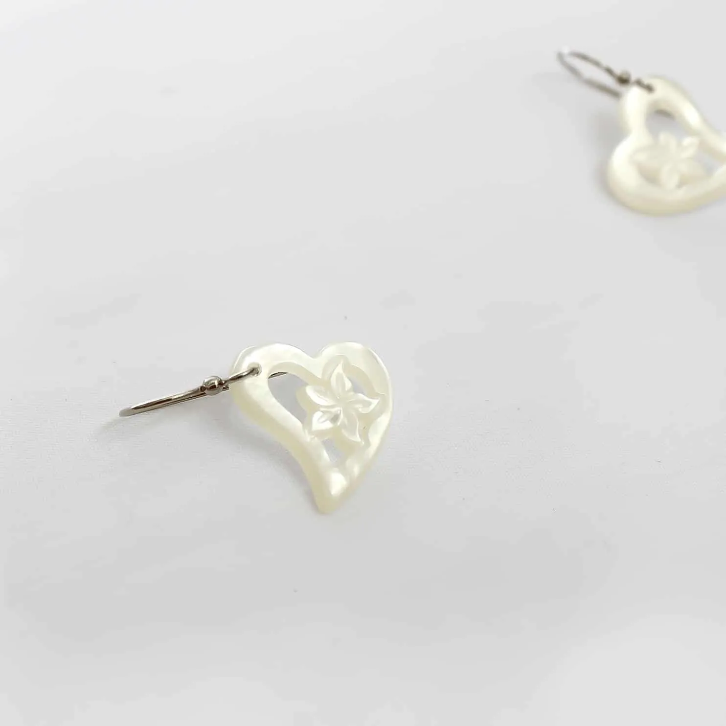 Carved Flower Heart Earrings