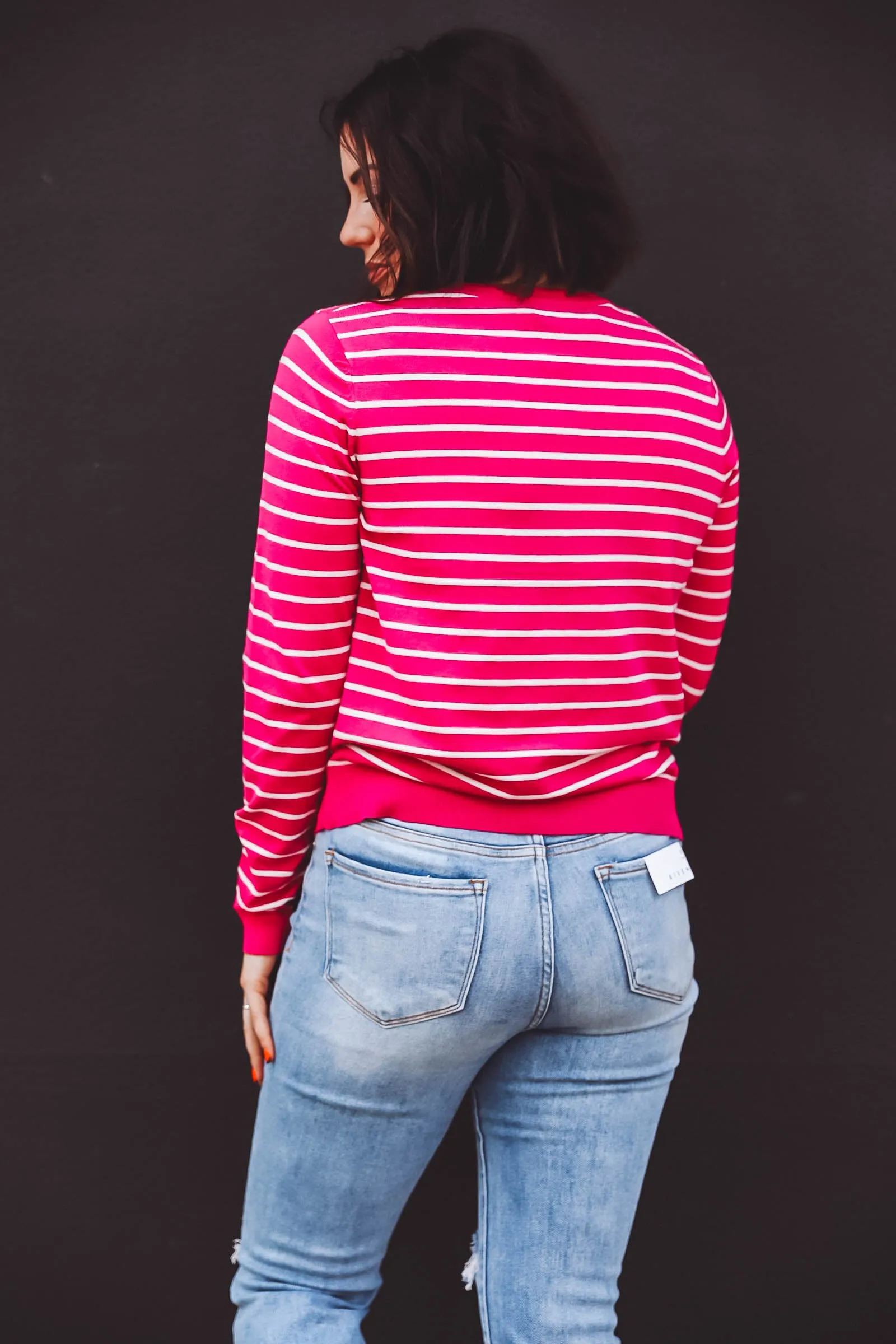 Christina Striped Sweater-Pink