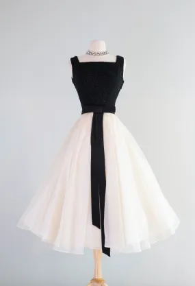 Classic 1950’s Grace Kelly Style Cocktail Party Dress by Carlye / Small