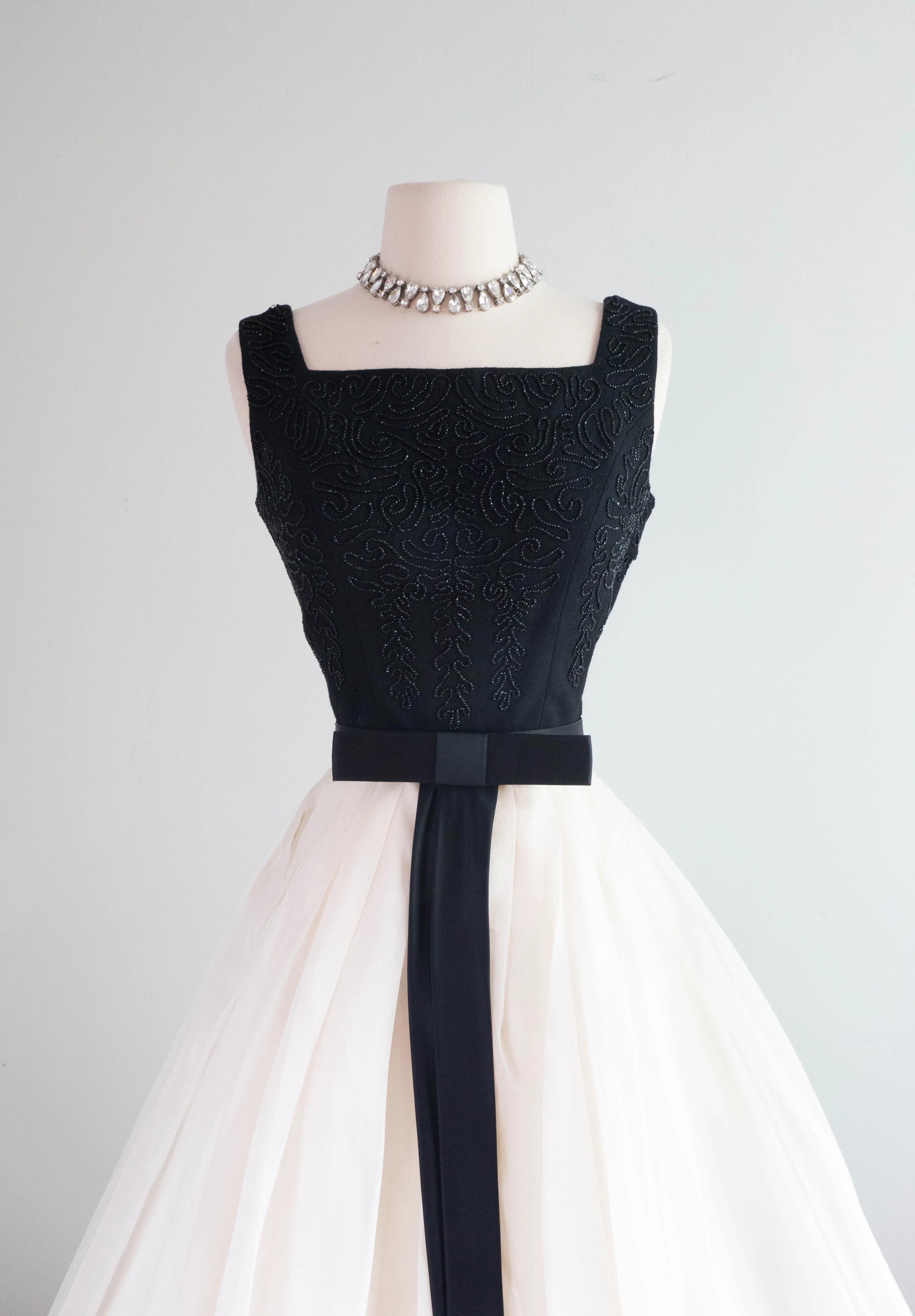 Classic 1950’s Grace Kelly Style Cocktail Party Dress by Carlye / Small