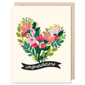 Congratulations Flower Heart | Greeting Card