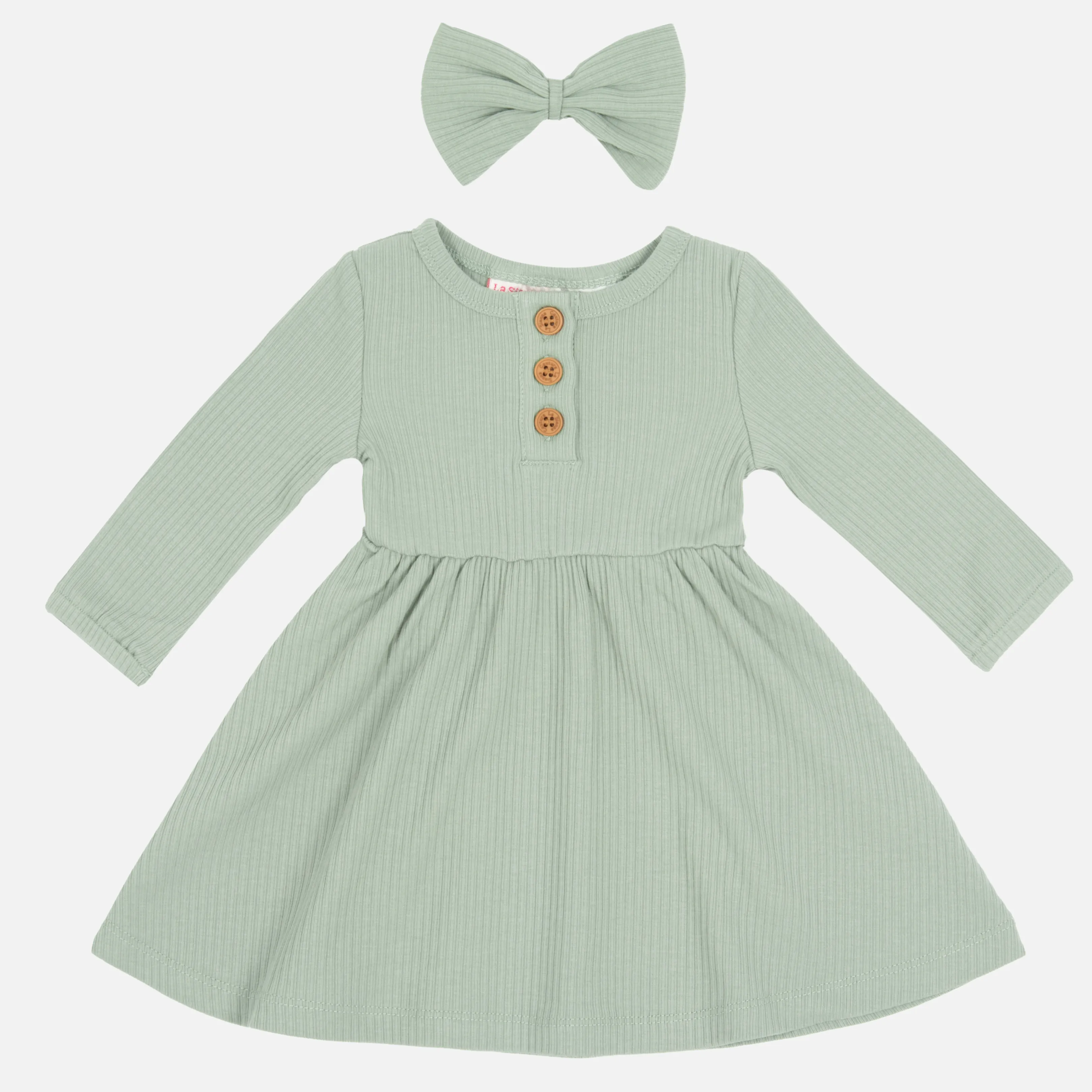 Cozy Basic LS Dress - Basil