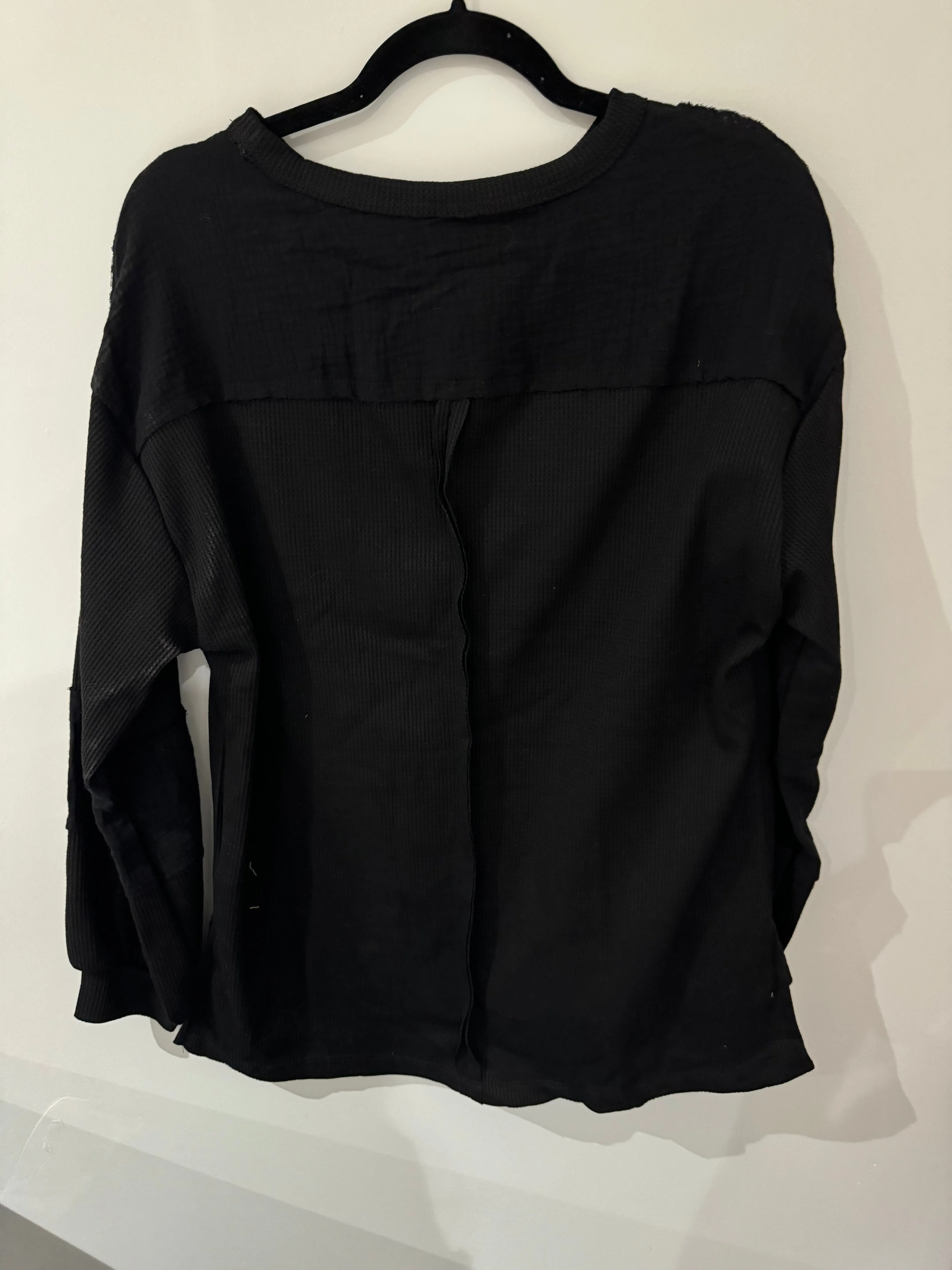 Crinkle Patchwork Top | Black