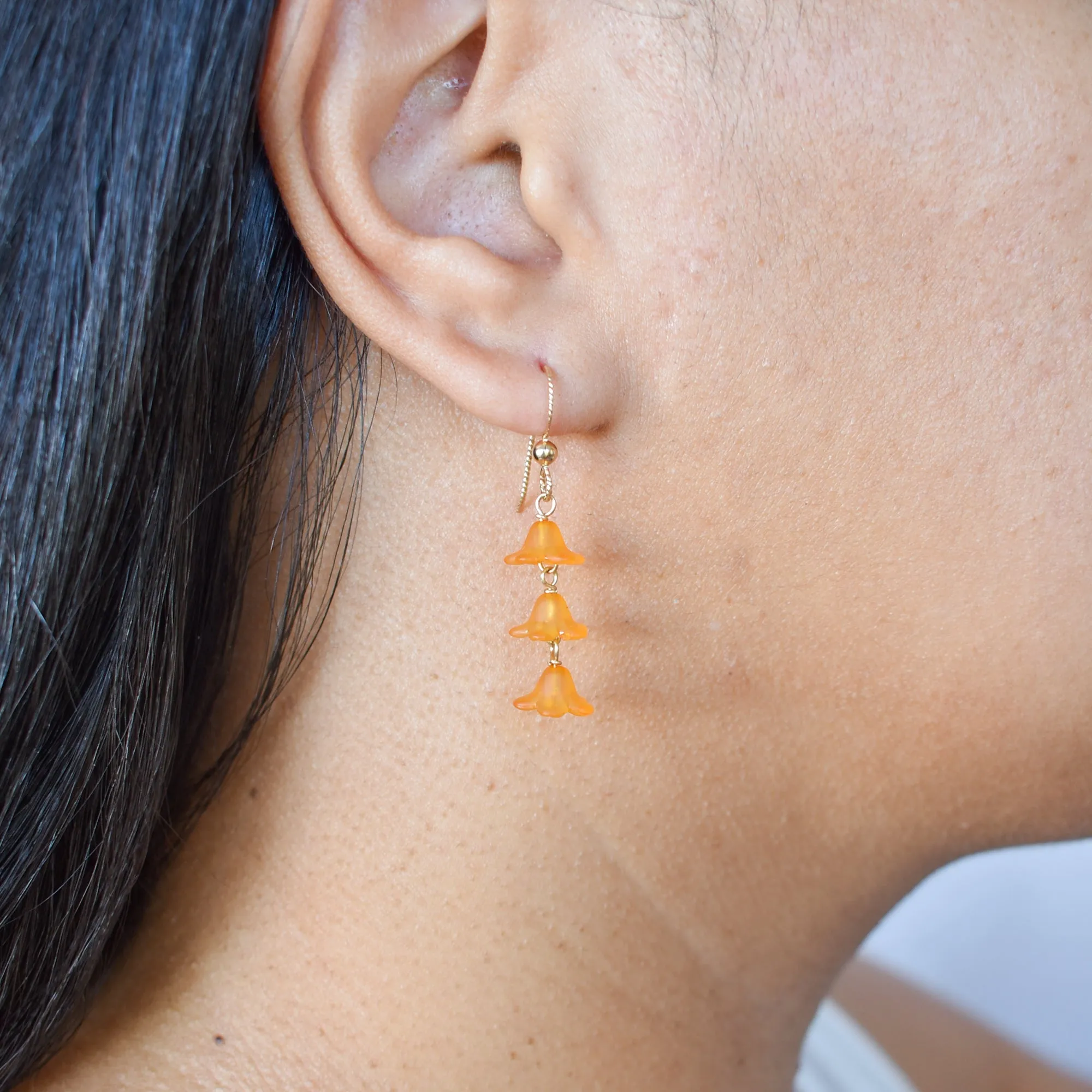 Dangling Three Link Puakenikeni Earrings