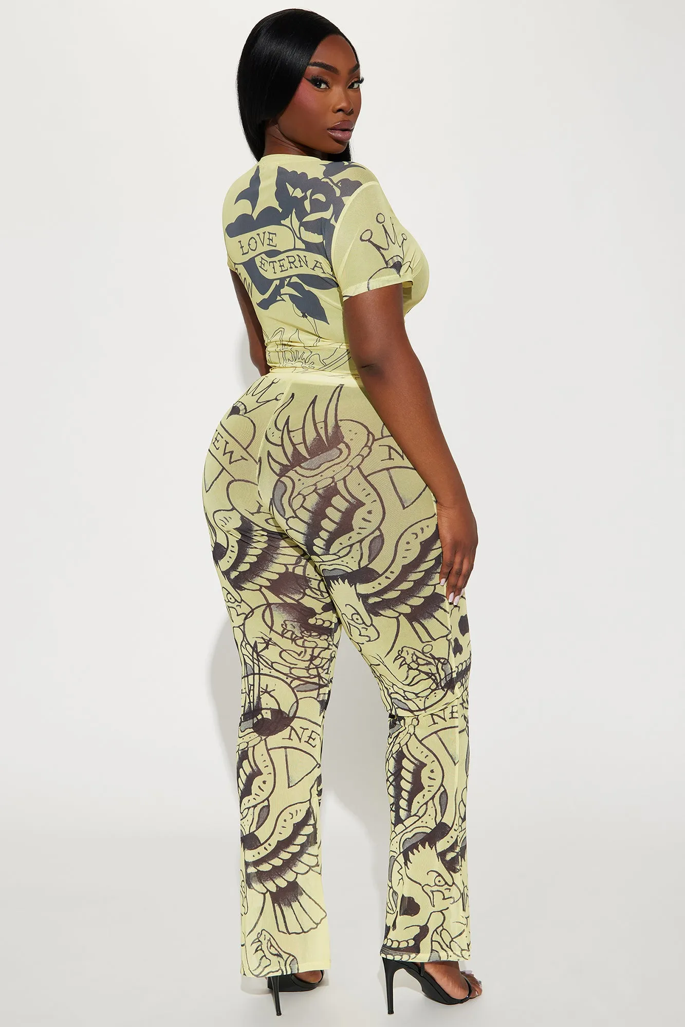 Ed Hardy Skulls Mesh Pant Set - Lime