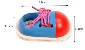 Educational Learning Education 1Piece Fashion Toddler Lacing Shoes Montessori Kids Wooden Toys Children Toys Drop Shipping