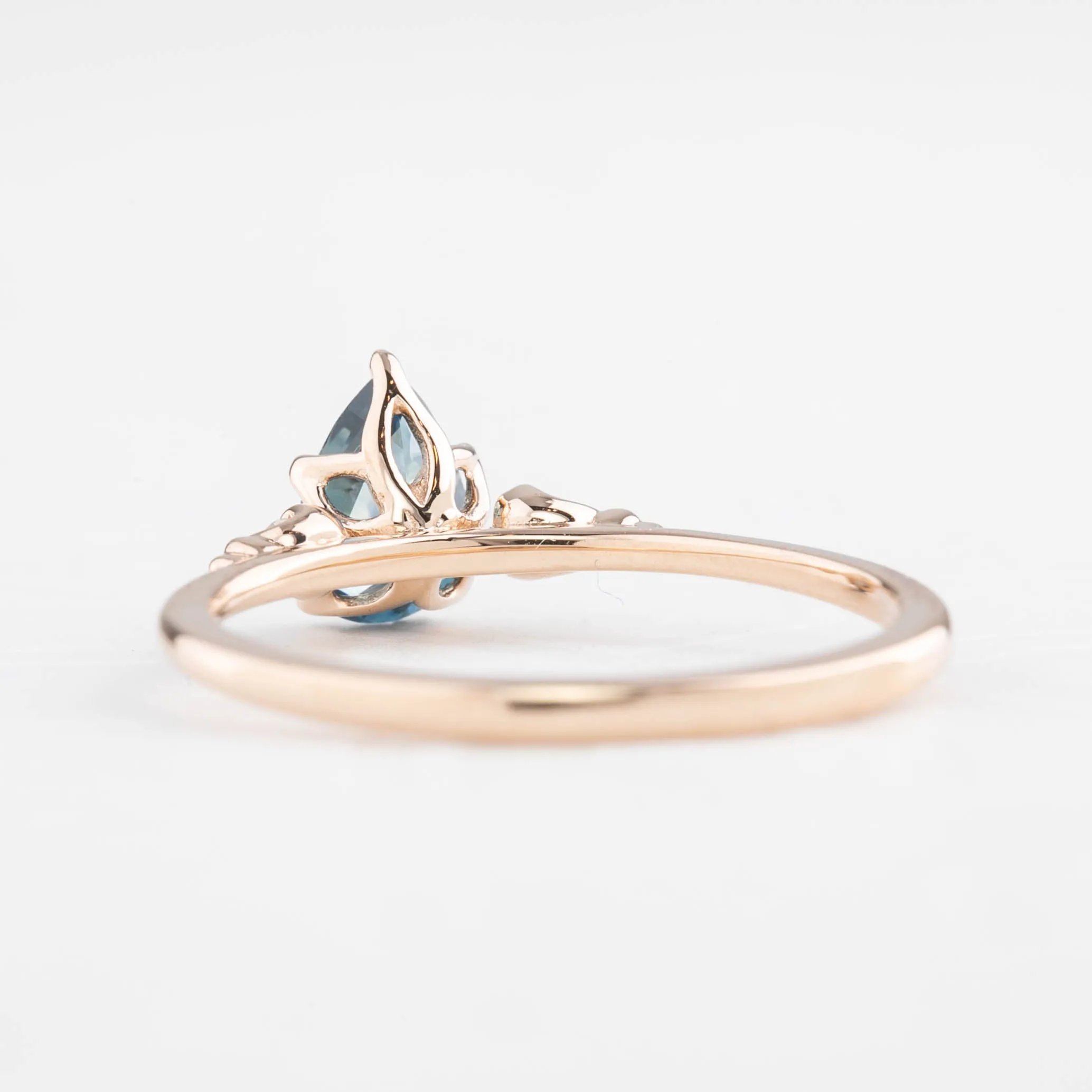 Estel Ring 0.77ct Blue Green Pear Montana Sapphire, 14K Rose Gold (One of a kind)