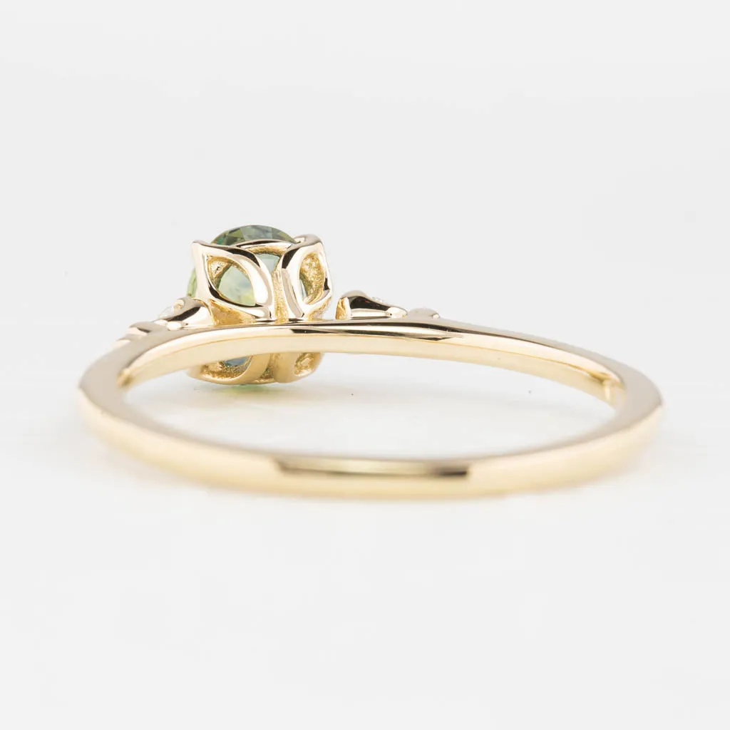 Estel Ring 6x5mm 0.85ct Light green Montana Sapphire, 14K Yellow Gold