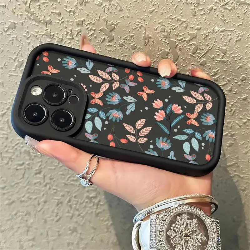 Floral Black Cute Phone Case For Huawei Honor 50, 90, 20, 9X Pro, X9, X30, Y9 Prime 2019, and Magic 5 Pro - CPC081 Pattern