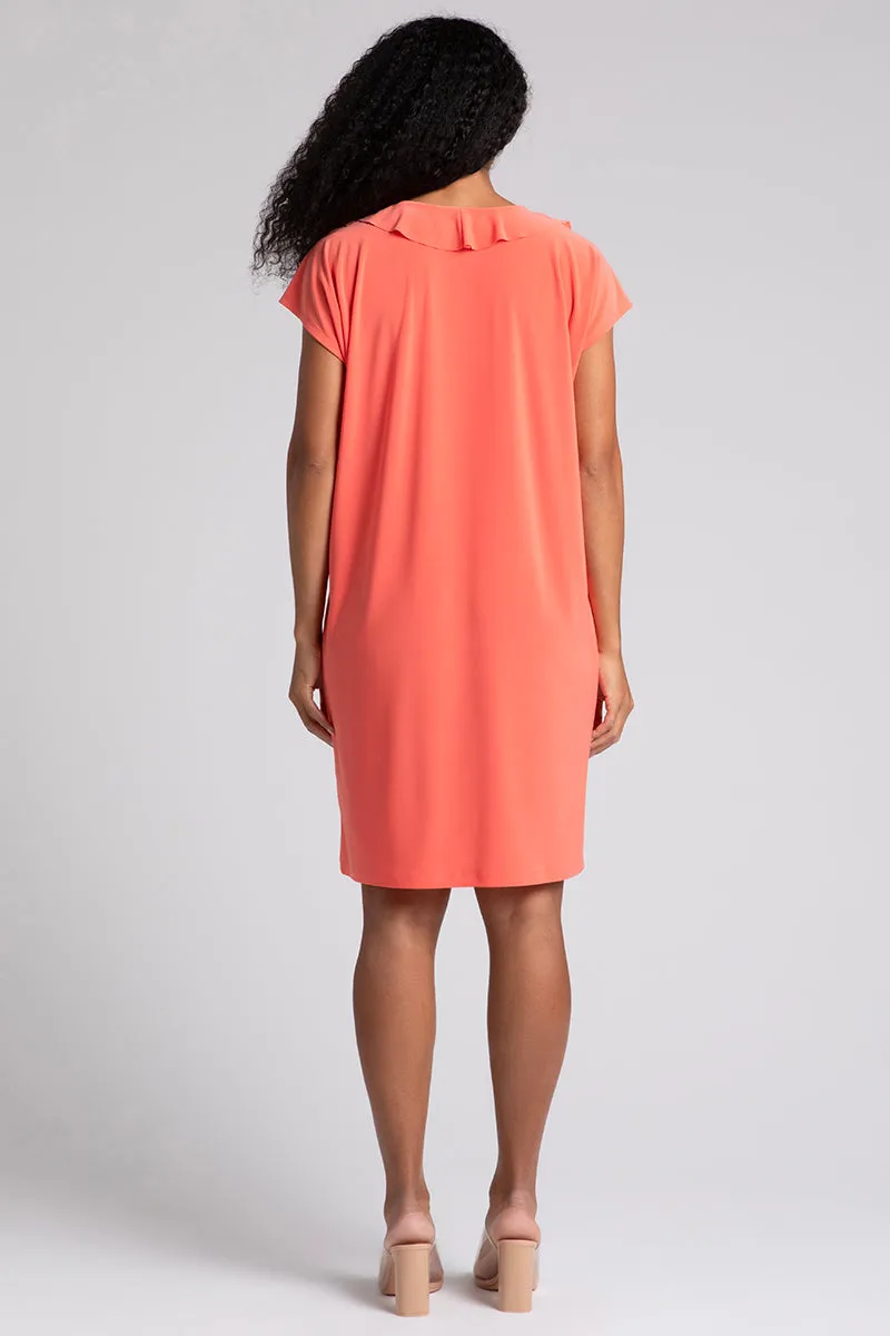 Flutter Dress Drop Shoulder | Coral